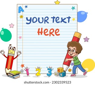 Blank Note Paper For Children Education cartoon vector
