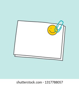 Blank note paper clipped with smiling sticker vector