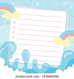 Blank Note Paper with a colorful background, ready for your message. Vector illustration.