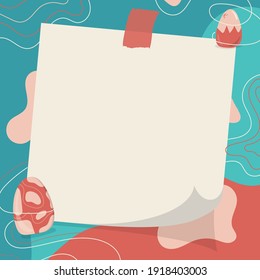 Blank Note Paper with a colorful background, ready for your message. Vector illustration.