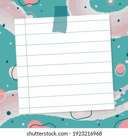 Blank Note Paper with a colorful background, ready for your message. Vector illustration.