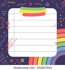 Blank Note Paper with a colorful background, ready for your message. Vector illustration.
