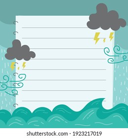 Blank Note Paper with a colorful background, ready for your message. Vector illustration.