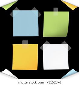 Blank Note Paper, Isolated On Black Background, Vector Illustration