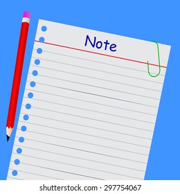 Blank Note Paper and pencil at blue background
