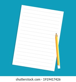 Blank Note Paper And Pencil, Vector Illustration In Flat Style