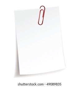  Blank note paper and red paper-clip