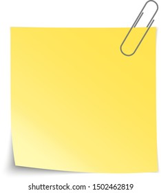 blank note paper sheet with paper clip vector illustration