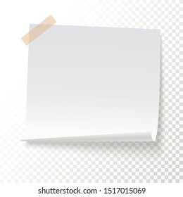 Blank note paper with sticky tape. Empty white page.