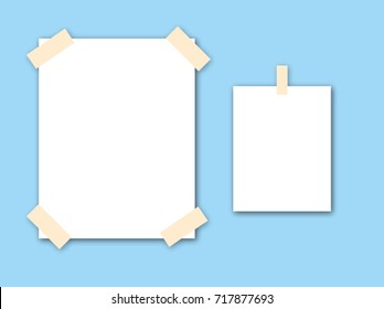 Blank note paper vector on blue background