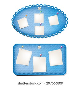 blank note papers on denim board 