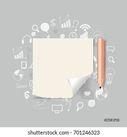 Blank note papers, ready for your message. Vector illustration