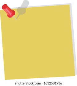 Blank note pinned with a pin isolated on white background. Vector illustration.