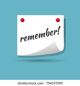 Blank note with remember. Vector, illustration, eps10.