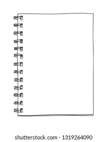 Blank notebook handdrawn cute line art vector illustrator