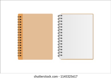 Blank notebook mockup isolated on white background. Vector illustration