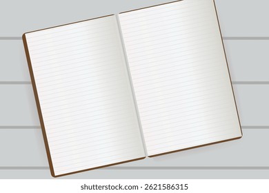Blank Notebook mockup on wooden table for student, teacher, vector illustration design background