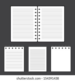 blank notebook on gray background