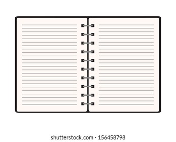 blank notebook on white background