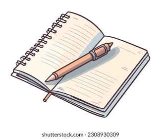 Blank notebook page with pen icon isolated