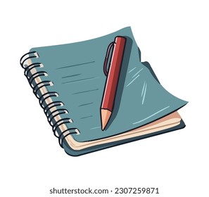 Leere Notizbuchseite mit Bleistift zum Studium Icon einzeln einzeln