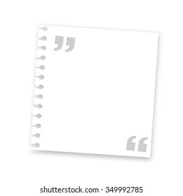 Blank notebook page with a space for quote vector