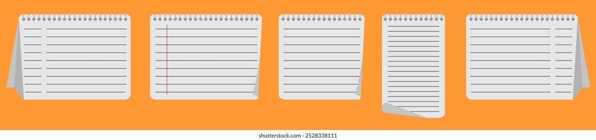Papel de cuaderno en blanco con la espina dorsal del anillo aislado en el fondo blanco.

