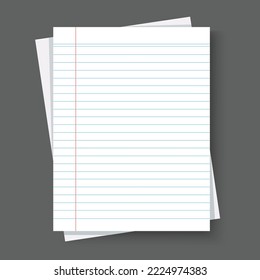 Blank notebook paper sheet with lines vector illustration	