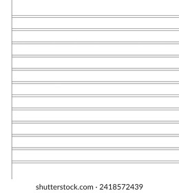 Blank notebook paper sheet with lines vector illustration
