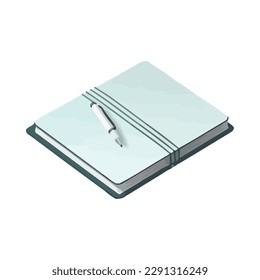Aislado icono de bloc de notas y lápiz en blanco