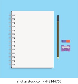 Blank notebook with pencil 