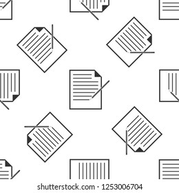 Blank notebook and pencil with eraser icon seamless pattern on white background. Paper and pencil. Flat design. Vector Illustration