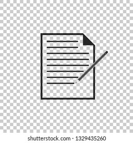 Blank notebook and pencil with eraser icon isolated on transparent background. Paper and pencil. Flat design. Vector Illustration