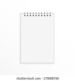 Blank notebook with blank place for text and notes. isolated on white. 