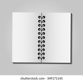Blank notebook with blank place for text and notes. isolated on white. Open and empty