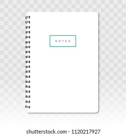 Blank notebook with shadow on a transparent background