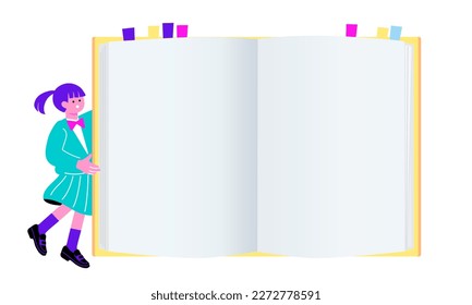 Blank notebook and student image illustration
