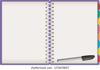 Blank notebook template background illustration