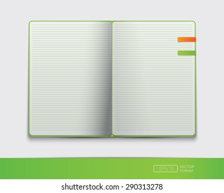 Blank notebook template with bookmark - Vector illustration.