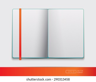 Blank notebook template with bookmark - Vector illustration.