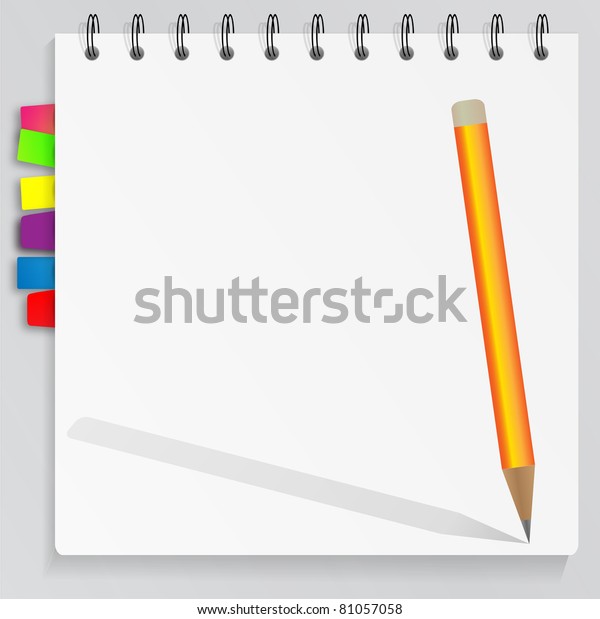 Blank Notepad Bookmarks Pencil Stock Vector (Royalty Free) 81057058