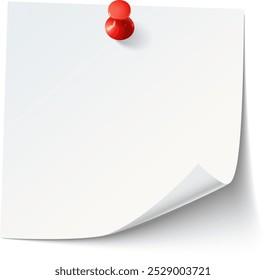 A blank notepad hangs on a wall with a red pushpin, providing a space for writing reminders or important notes in an office environment.