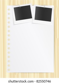 Blank notepad list with two photos