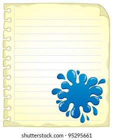 Página do bloco de notas em branco com borrão de tinta - ilustração vetorial.