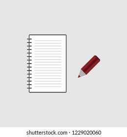 Blank notepad with pencil vector illustration