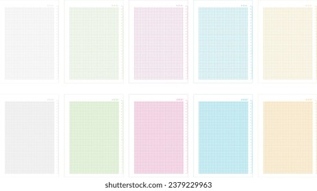 Blank notepad sheet. Templates for handwritten notes. Set of vector sheets - squared, ruled and empty. Realistic shadows along the contour and in the holes. Blank template for lists, plans and notes.