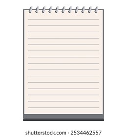 Blank notepad with a spiral binding at the top is perfect for taking notes