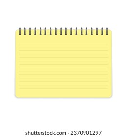 Blank notepad template, isolated on transparent background. Clean notebook mockup in realistic style. Note page, notebook or notepad.