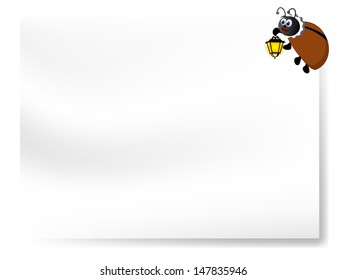Blank notepaper with cute cartoon beetle