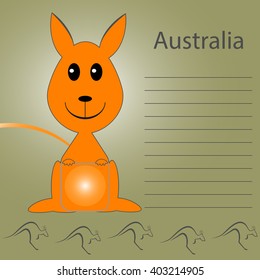 blank for notes about Australia with kangaroos and hill on a gre